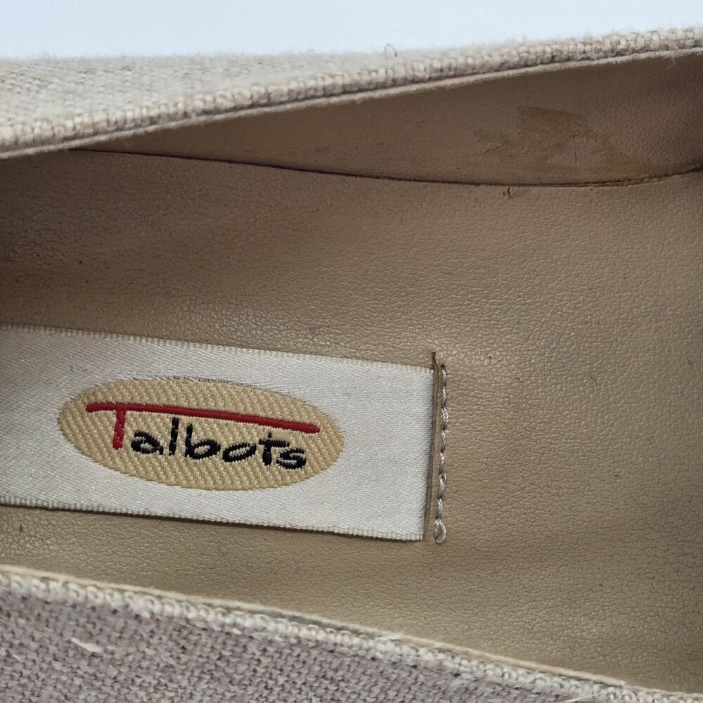 Talbots Loafers Comfort Square Toe Slip On Linen Embr Fabric Sz 7.5N Boho Cottag - Picture 3 of 10